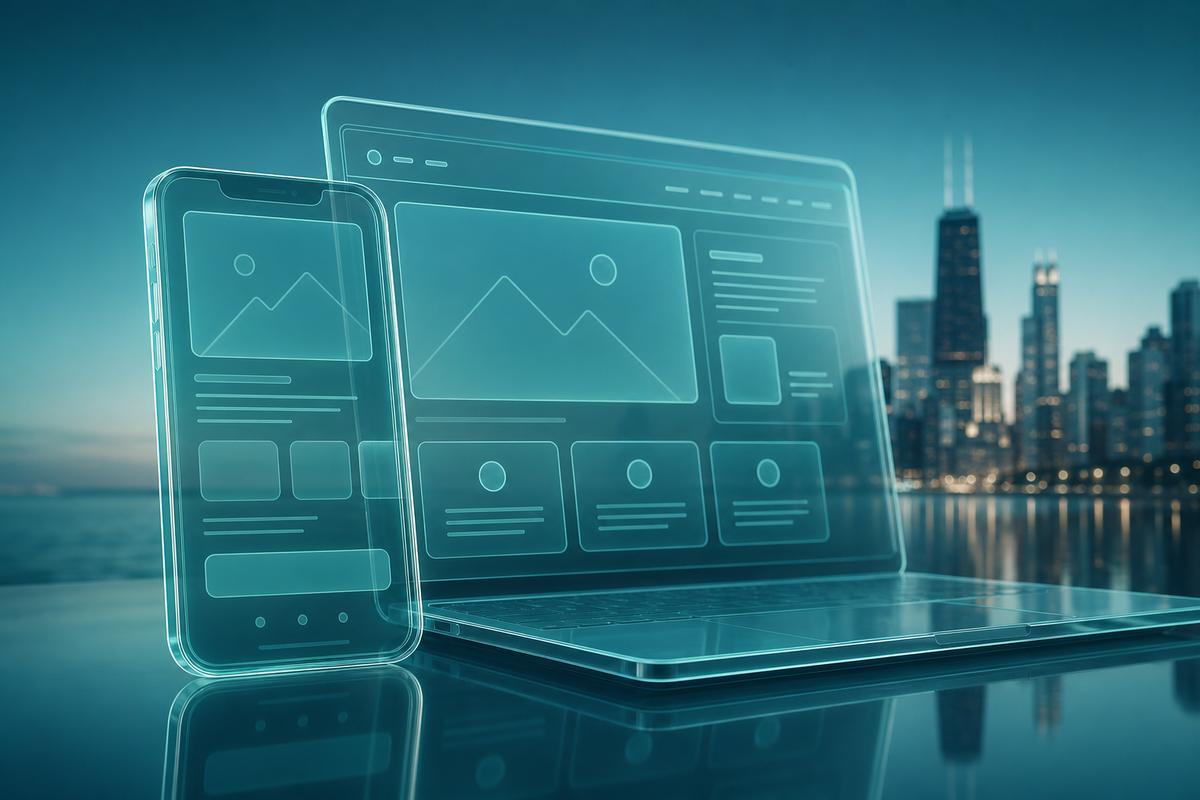 Professional composition suggesting mobile and web product development